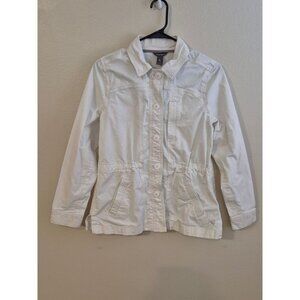 Eddie Bauer White Utility Field Jacket Size Small Stretch Cotton Spr/Sum 16